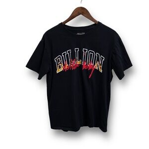 Billion Dollar Baby Men's Graphic Spell Out Logo T Shirt Black Large 21.5 x 27.5